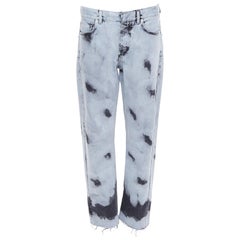 CHRISTIAN DIOR 01 blue black paint effect washed denim cropped jeans FR36 S