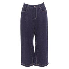 FENDI Marron Logo FF patch surpiqûres contrastées Jean large cropped IT44 L