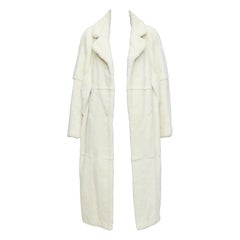 QIQIFUR off white real fur patchwork big belt loop long coat FR38 M