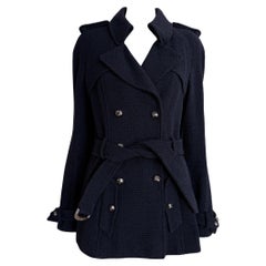 Chanel Rare Vintage Airplane Collection Tweed Trench Coat 38 FR