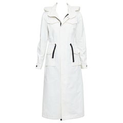 VIS A VIS 2017 white cotton linen black drawstring anorak coat Sz2