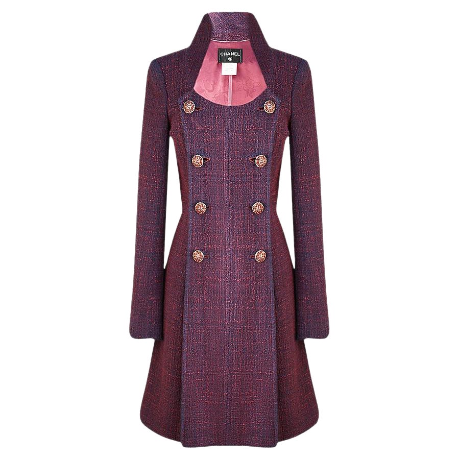 Chanel 10K$ París / Bombay Abrigo de tweed con botones joya 48 FR