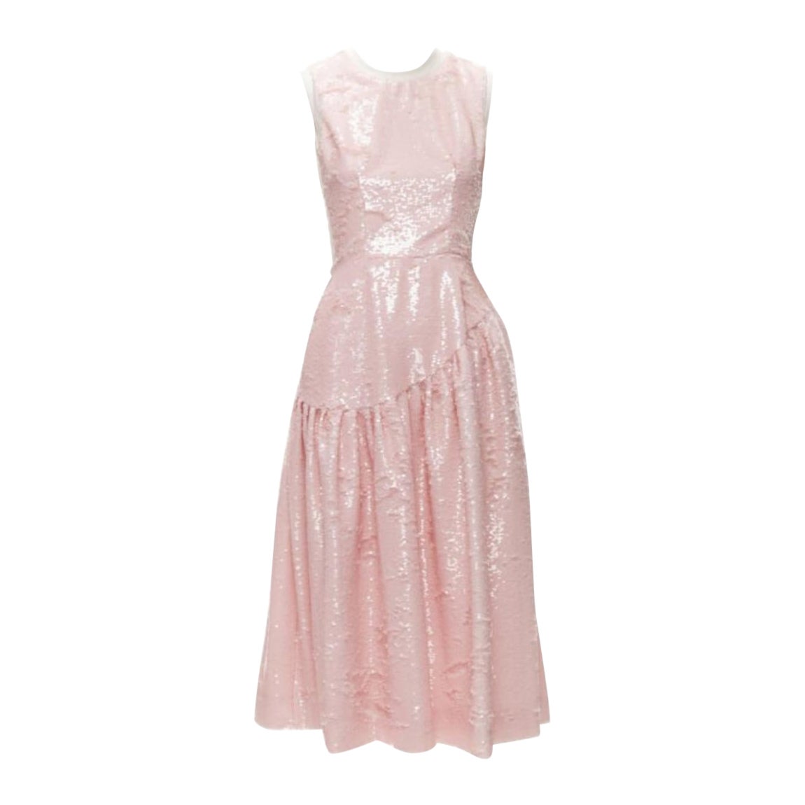 SIMONE ROCHA 2019 Runway blush pink sequins dropped seam midi dress UK6 XS