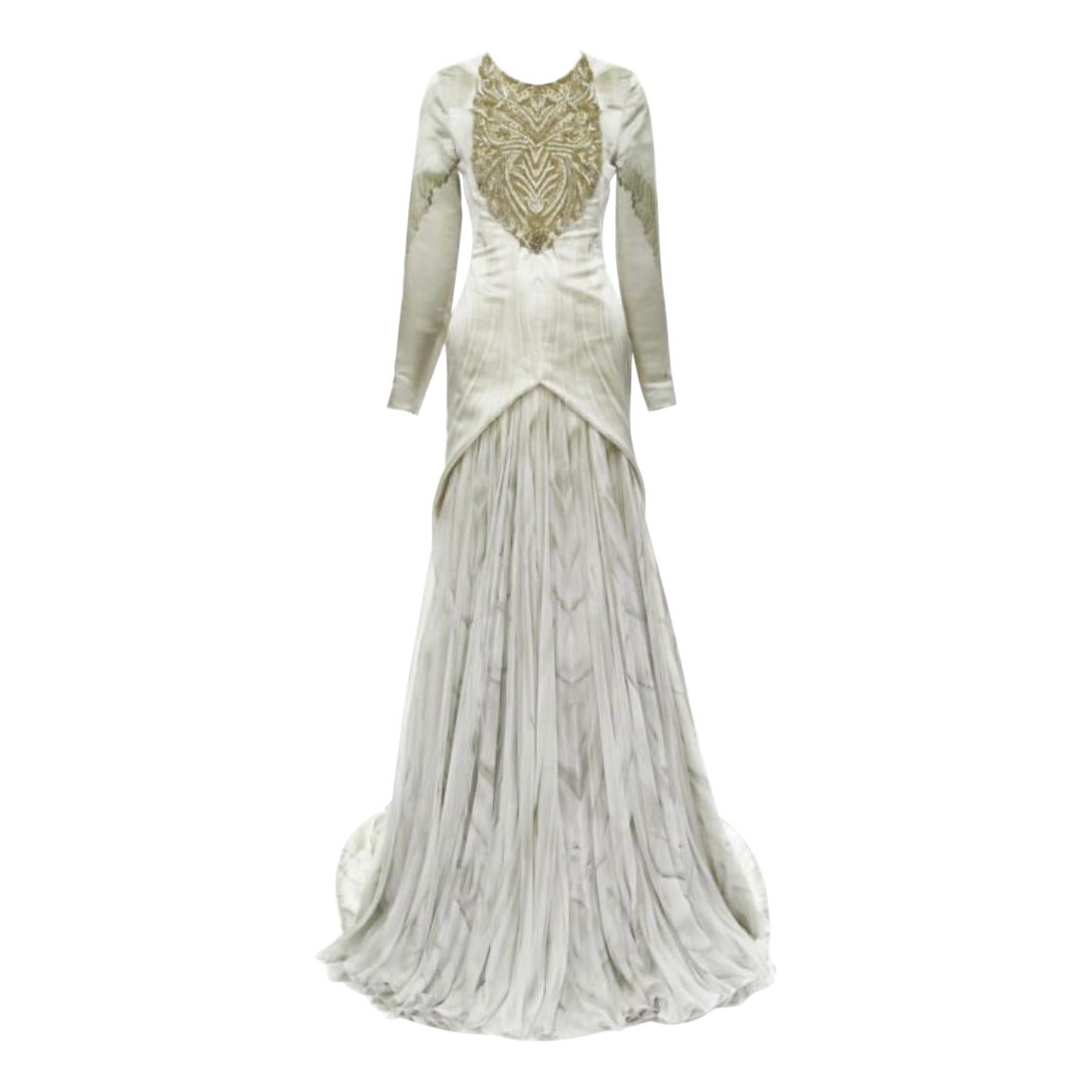 ALEXANDER MCQUEEN 2010 Angels Demons embellished chiffon skirt gown IT40 S For Sale