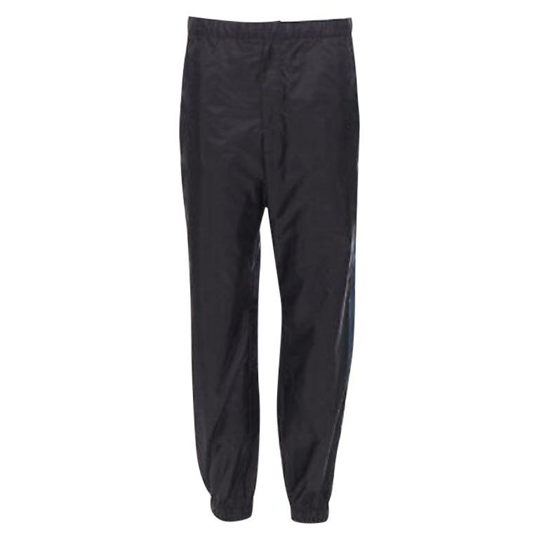 PRADA 2018 pantaloni in gabardina a righe laterali in nylon nero blu L.L.A.