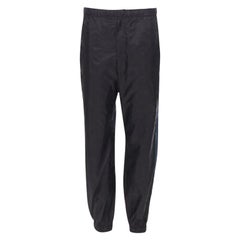 PRADA 2018 noir bleu pantalon de survêtement en gabardine à bandes latérales en nylon L