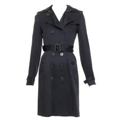 Burberry London nero 100% seta check foderato con cintura trench