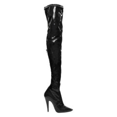 SAINT LAURENT Aylah 110 Runway schwarzer Vinyl-Stiefel EU37