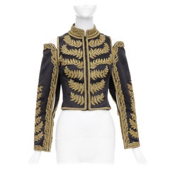 rare ALEXANDER MCQUEEN 2011 Runway foliage embroidery military jacket IT38 XS