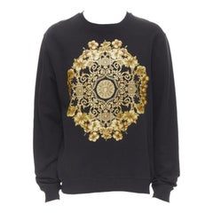 VERSACE Schwarzer Gold Barocco Hibiscus Medusa Baumwollpullover S