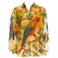 rara camicia SABYASACHI 100% seta pappagallo pipistrello animali misti stampa floreale EU42 XL