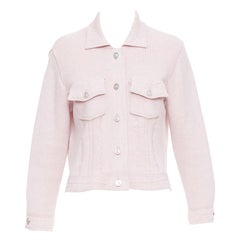 BARRIE baby pink cashmere cotton topstitched pocketed cardigan L