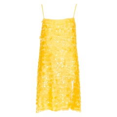 MIU MIU 2017 100% silk yellow multi pailette strappy slip mini dress  IT38 XS