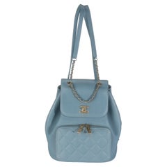 Chanel Blaue gesteppte Kaviar Business Affinity Rucksack Handtasche