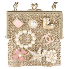 Chanel Gold Metal Chain Embellished Mini Frame Pouch