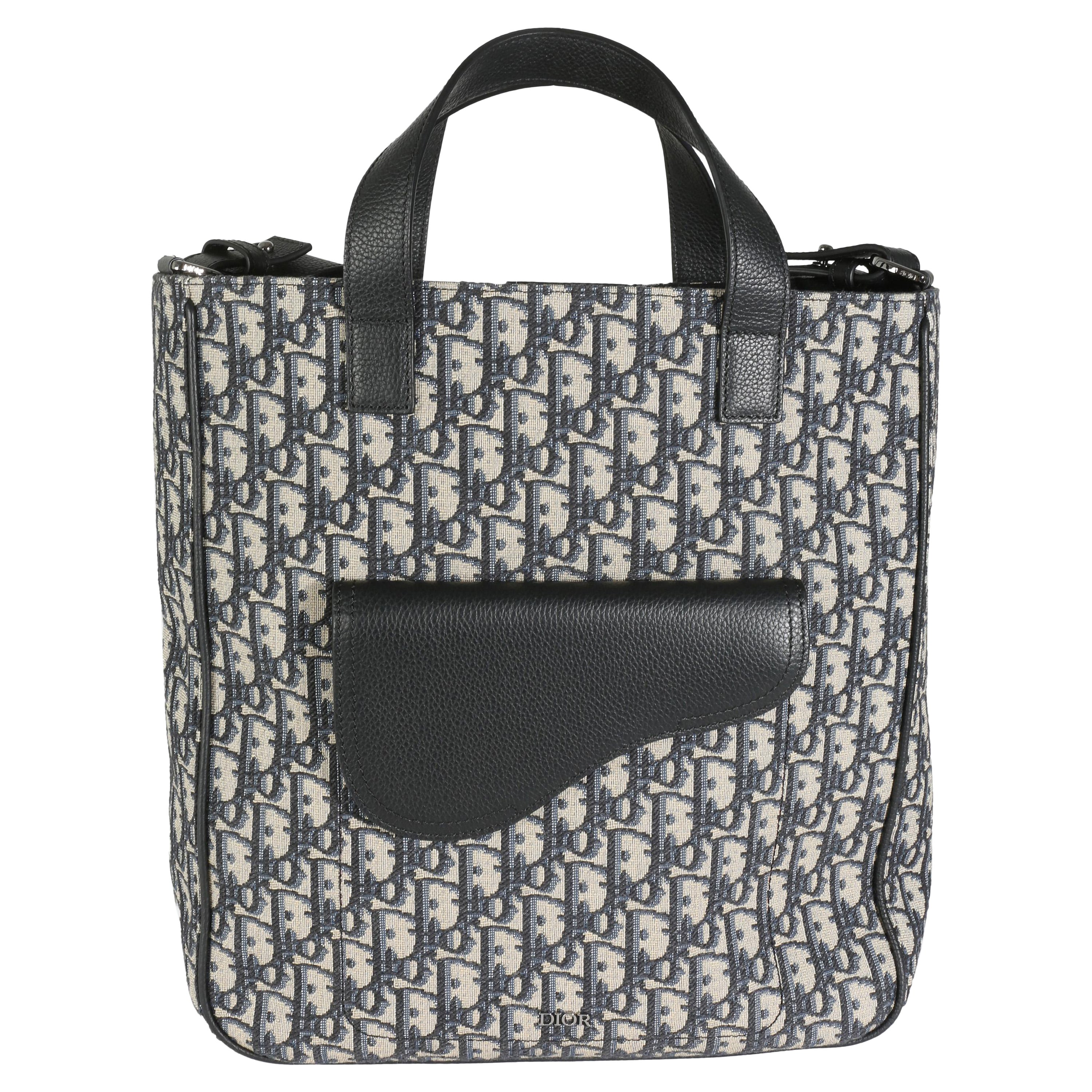 Dior Tote obliqua in jacquard blu navy