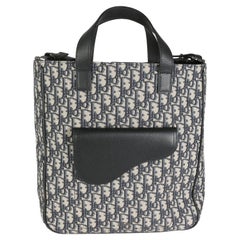 Dior Navy Oblique Jacquard Saddle Tote
