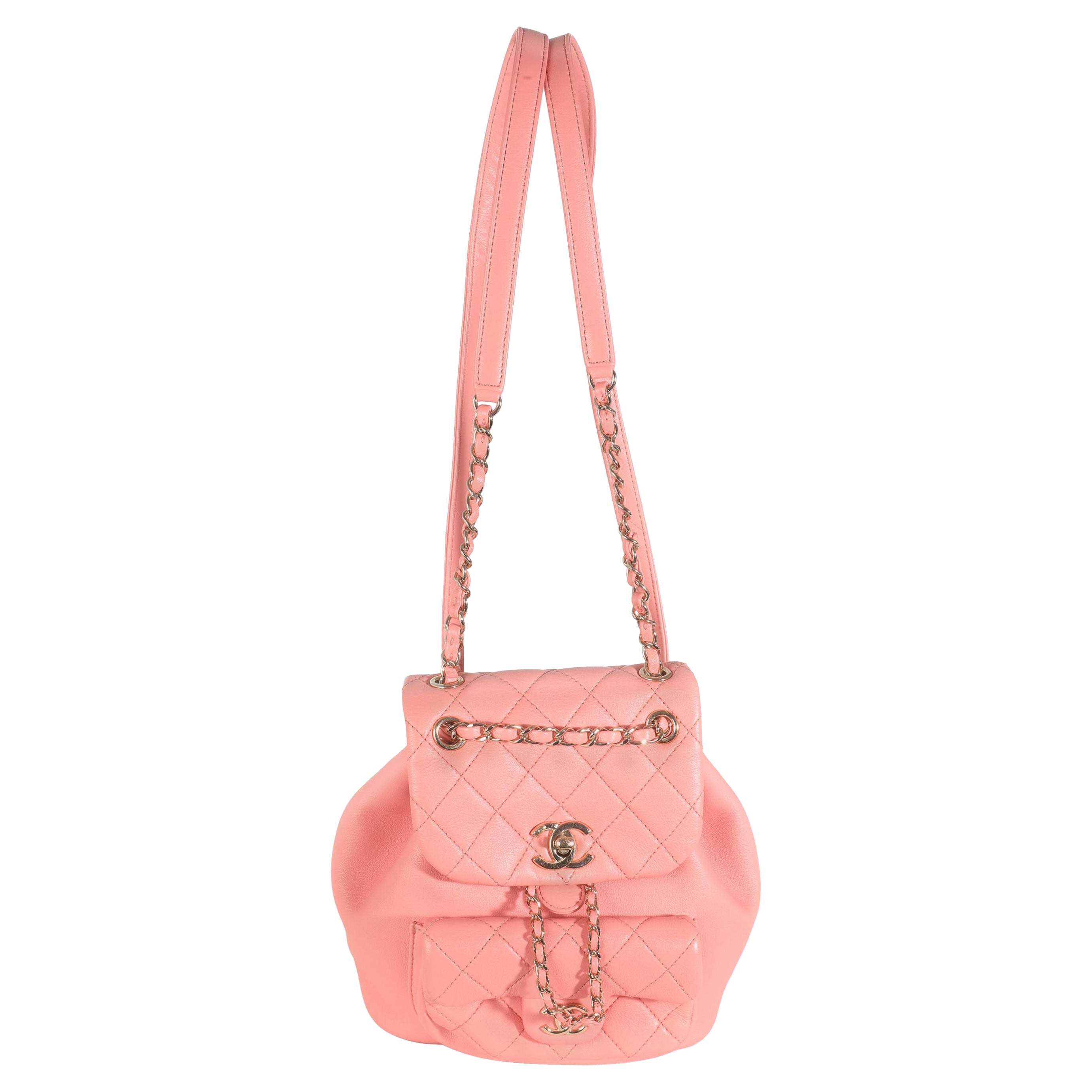 Chanel Pink Quilted Lambskin Mini Duma Drawstring Backpack