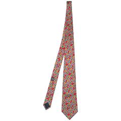 Chanel Red Jewel Print Silk Tie 5