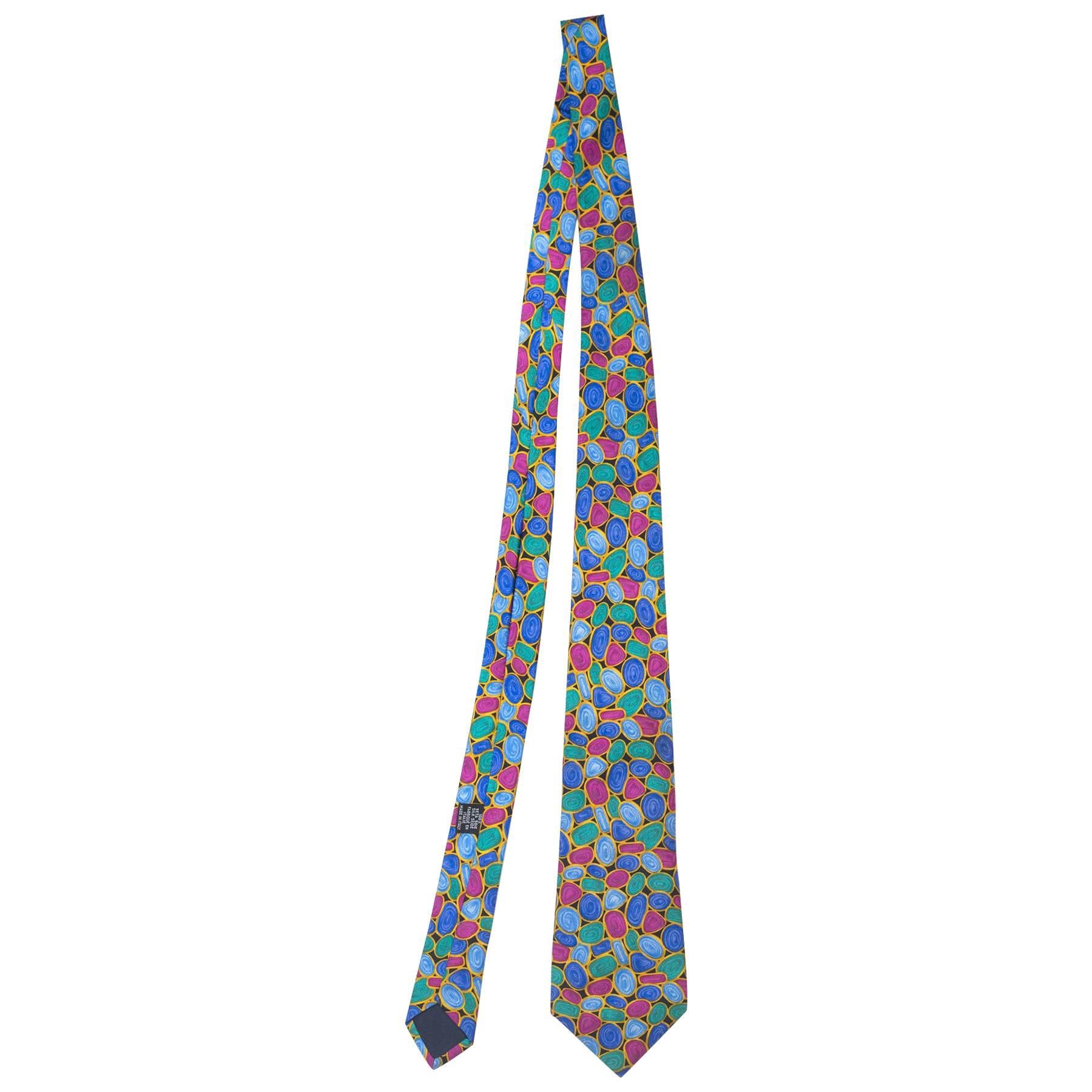 Chanel Multi-Color Jewel Print Silk Tie