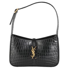 Saint Laurent Schwarz Krokodilprägung Le 5 à 7 Hobo