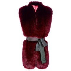 Verheyen London Legacy Stola-Schal aus Granat Burgunderrotem Fuchspelz mit Gürtel