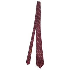Hermes Burgundy & Green Geometric Print Silk Tie 11