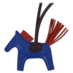 Hermes Rodeo PM Bag Charm Blue de France/ Cornaline/ Rouge Sellier