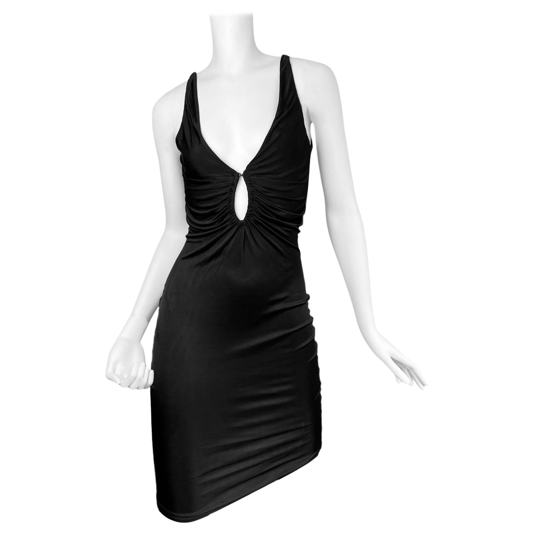ALEXANDER MCQUEEN ss1996 «THE HUNGER» BLACK RUCHED CUT-OUT BODYCON DRESS
