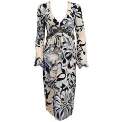 Emilio Pucci Abstract Print Bejeweled Cocktail Dress With Gathered Sleeves