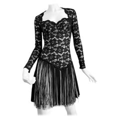 ANGELO TARLAZZI 2000s VESTIDO MINI DE ENCAJE DE ENCAJE NEGRO