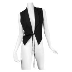 ANN DEMEULEMEESTER 1990s BLACK WOOL TIE CLOSURE WAISTCOAT
