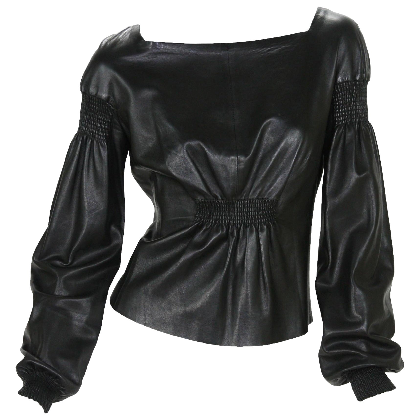 Tom Ford for Gucci F/W 1999 Super Soft Black Leather Back Zip Top Jacket 40