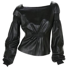 Tom Ford für Gucci H/W 1999 Super weiche schwarze Lederjacke mit Reißverschluss oben 40