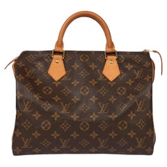 Louis Vuitton Brown Monogramm beschichtetem Segeltuch & Vachetta Leder Vintage Speedy 30