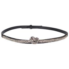 Stella McCartney Black Satin & Crystal Belt sz L 4