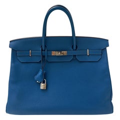 Hermes Blue Mykonos Birkin 40 Bag