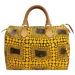 Louis Vuitton Kusama Town Speedy 30 Gelbe Henkeltasche mit Henkel oben