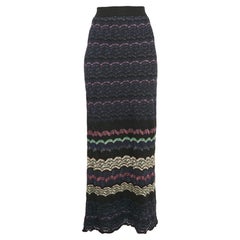 M Missoni Black Chevron Knit Maxi Skirt S