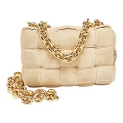 Bottega Veneta Beige Suede Padded Cassette Shoulder Bag
