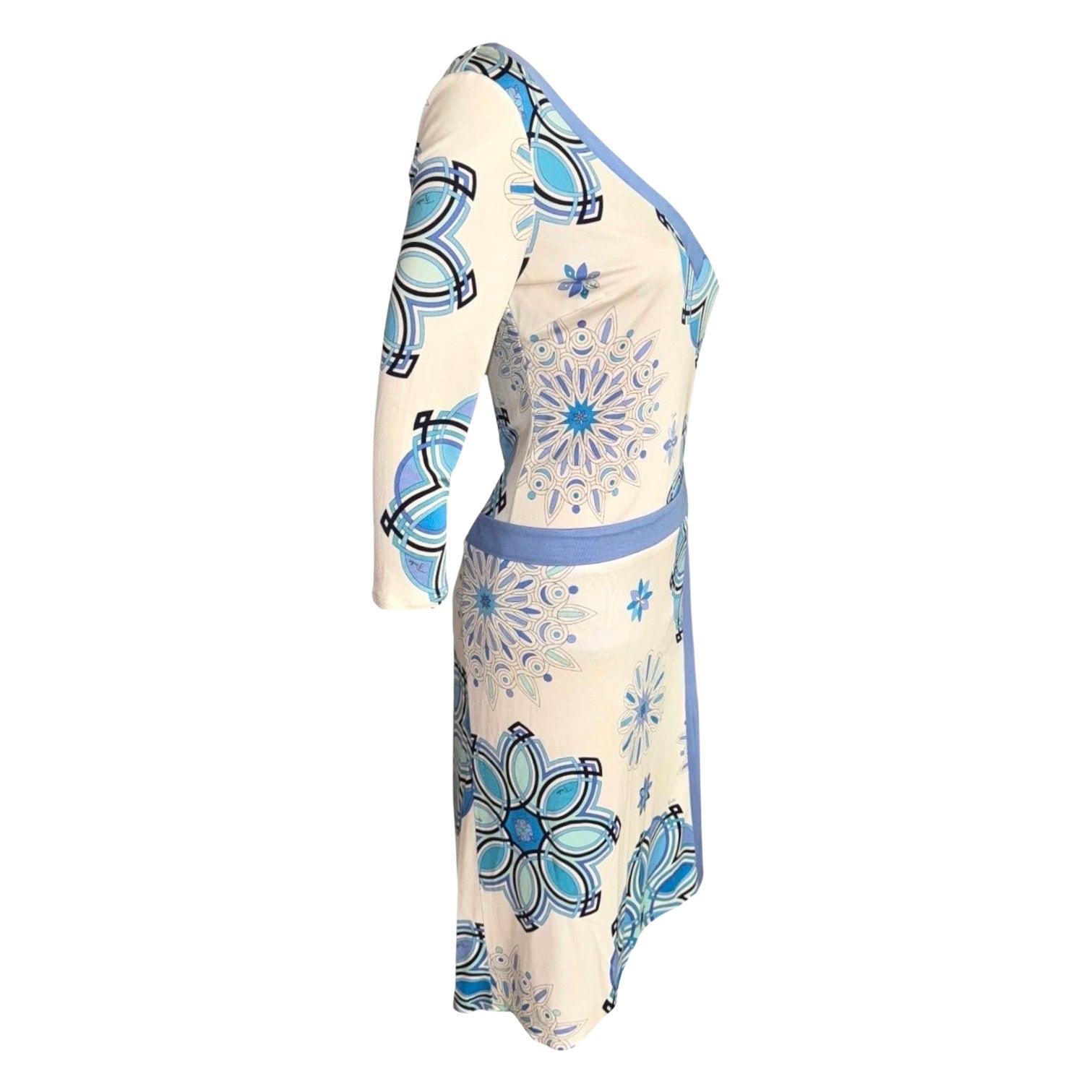 Emilio Pucci Signature Print Silk Top Skirt Suit Ensemble Set As Dress M