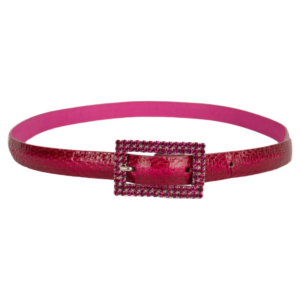 Dior Thin Pink Snake Leather Belt