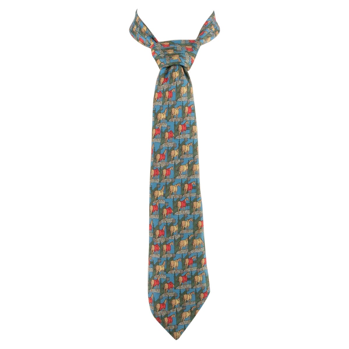 Hermès Blue Silk Tie For Sale