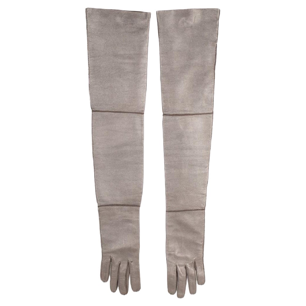 Peachoo+Krejberg Long Silvery Leather Gloves