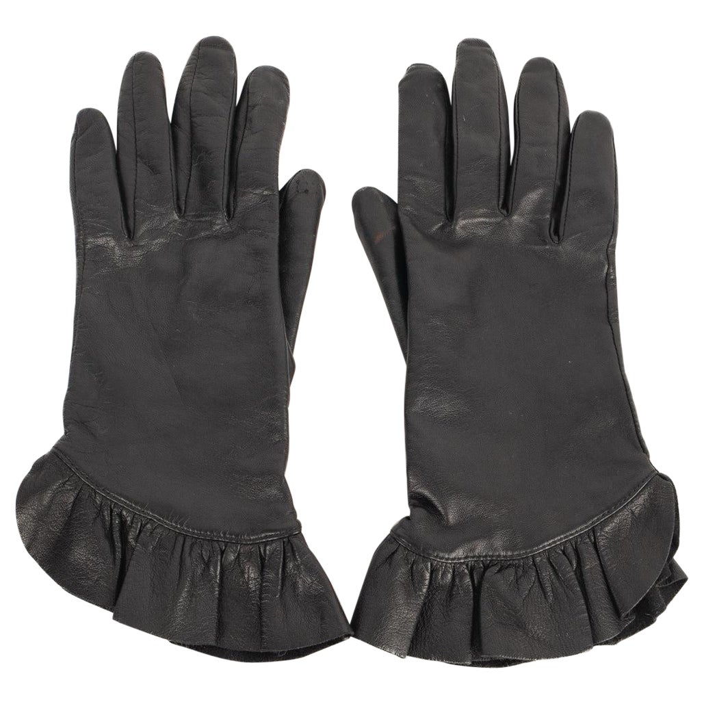 Not Signed Black Leather Gloves For Sale