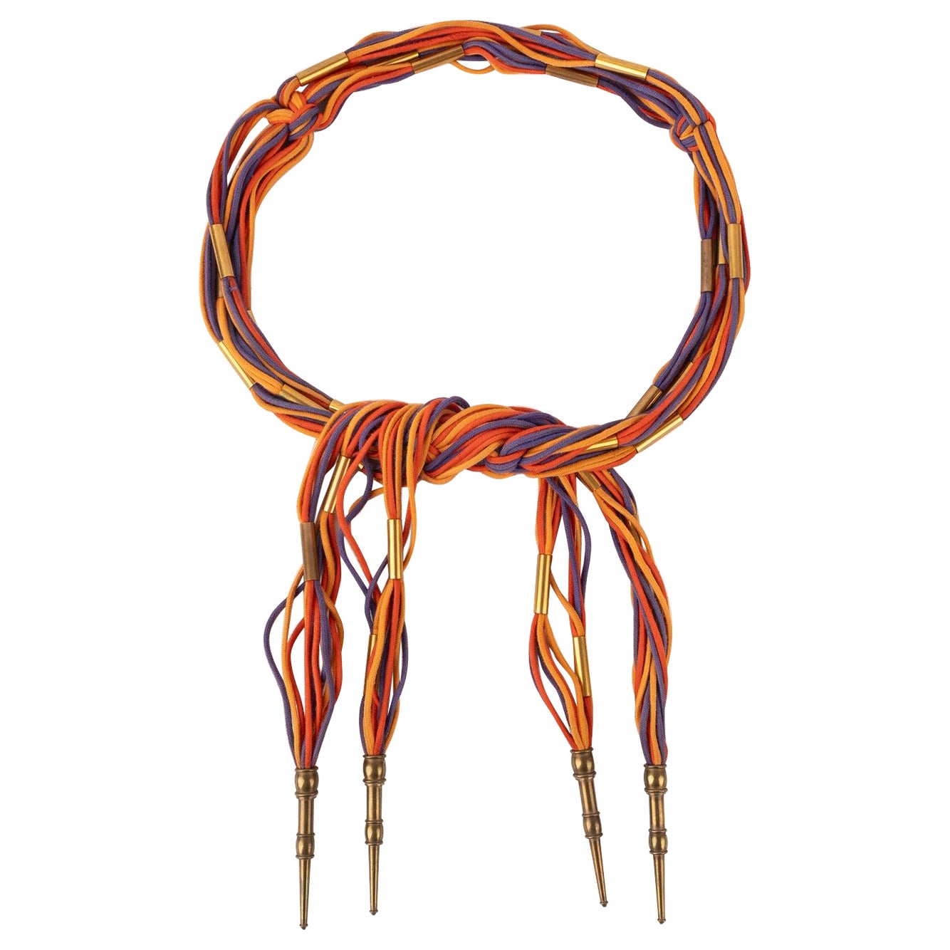 Yves Saint Laurent Cintura a treccia in cotone colorato antico in vendita
