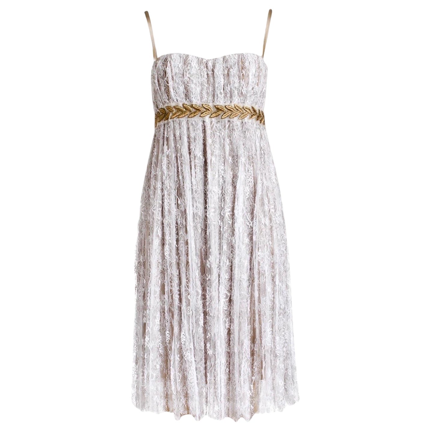 UNWORN Dolce & Gabbana Grey Corset Lace Cocktail Midi Dress as seen on Paris 44 For Sale
