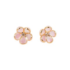 Augustine Pink Golden Metal Earrings
