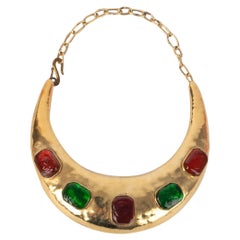 Antique Frances Patiky Stein Multicolored Golden Metal Necklace