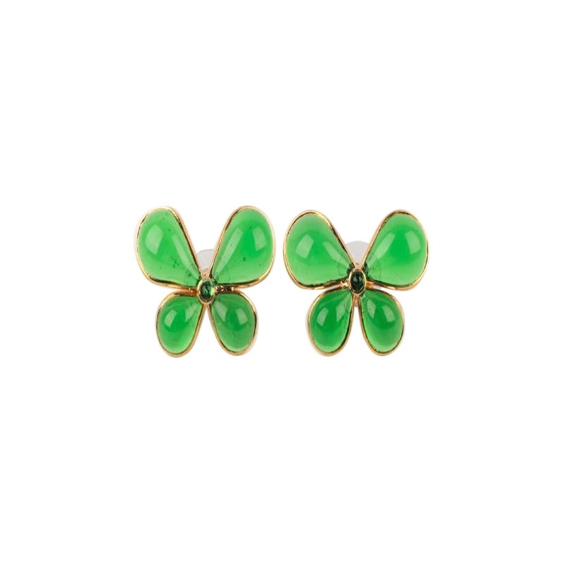 Augustine Golden Metal Butterfly Earrings For Sale